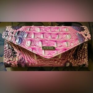 Brahmin Veronica Pink Cobra Ombre Melbourne Tri-Fold Leather Wallet